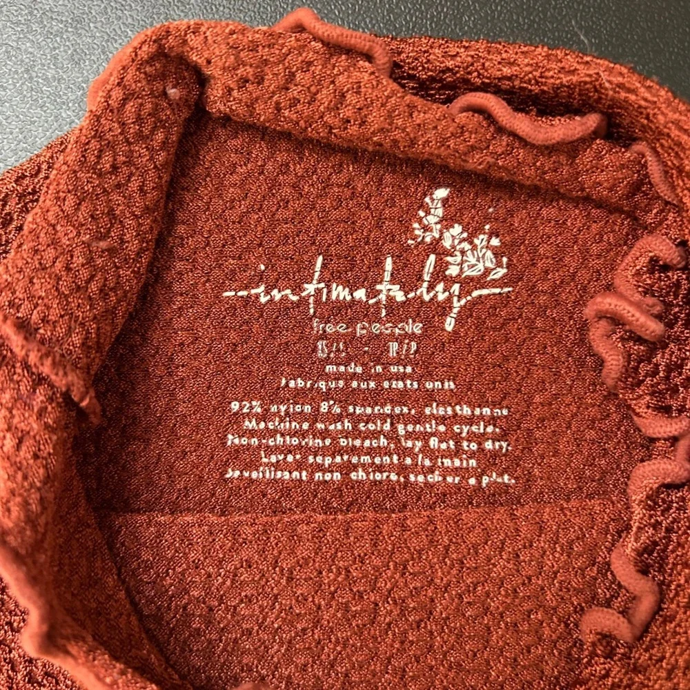 Free People Intimately Bodysuit Rust Orange Mock Neck Thong Womens XS